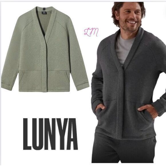 lunya Other - Lunya Lahgo Restore Double Faced Cardigan Sweatshirt Pima Cotton Large Green‎